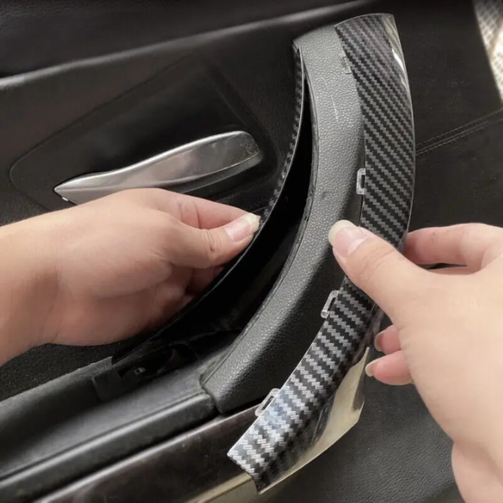 Capa de Puxador de Porta Interno em Fibra de Carbono Preto para Série BMW 3 (E90 E91 E92 E93) 2005-2012, Fácil de Instalar, Compatível com Traseira
