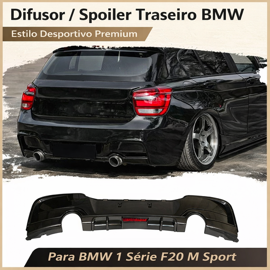 Difusor Traseiro com LED Estilo MP Adequado para BMW Série 1 F20 Modelos de 2012 a 2014, Acessório de Modificação Versão M Sport