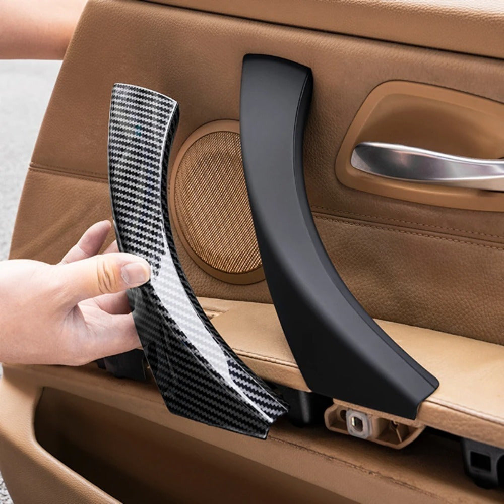 Capa de Puxador de Porta Interno em Fibra de Carbono Preto para Série BMW 3 (E90 E91 E92 E93) 2005-2012, Fácil de Instalar, Compatível com Traseira